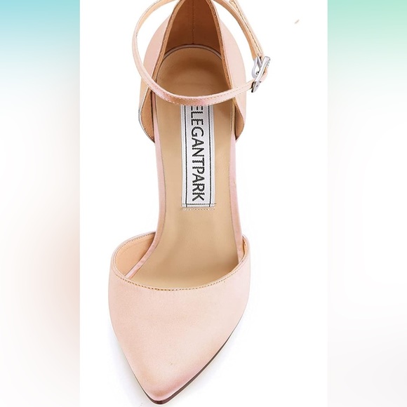 Pointed Toe High Heel Ankle Strap Shoes Satin Blush Size 9 - Picture 4 of 10
